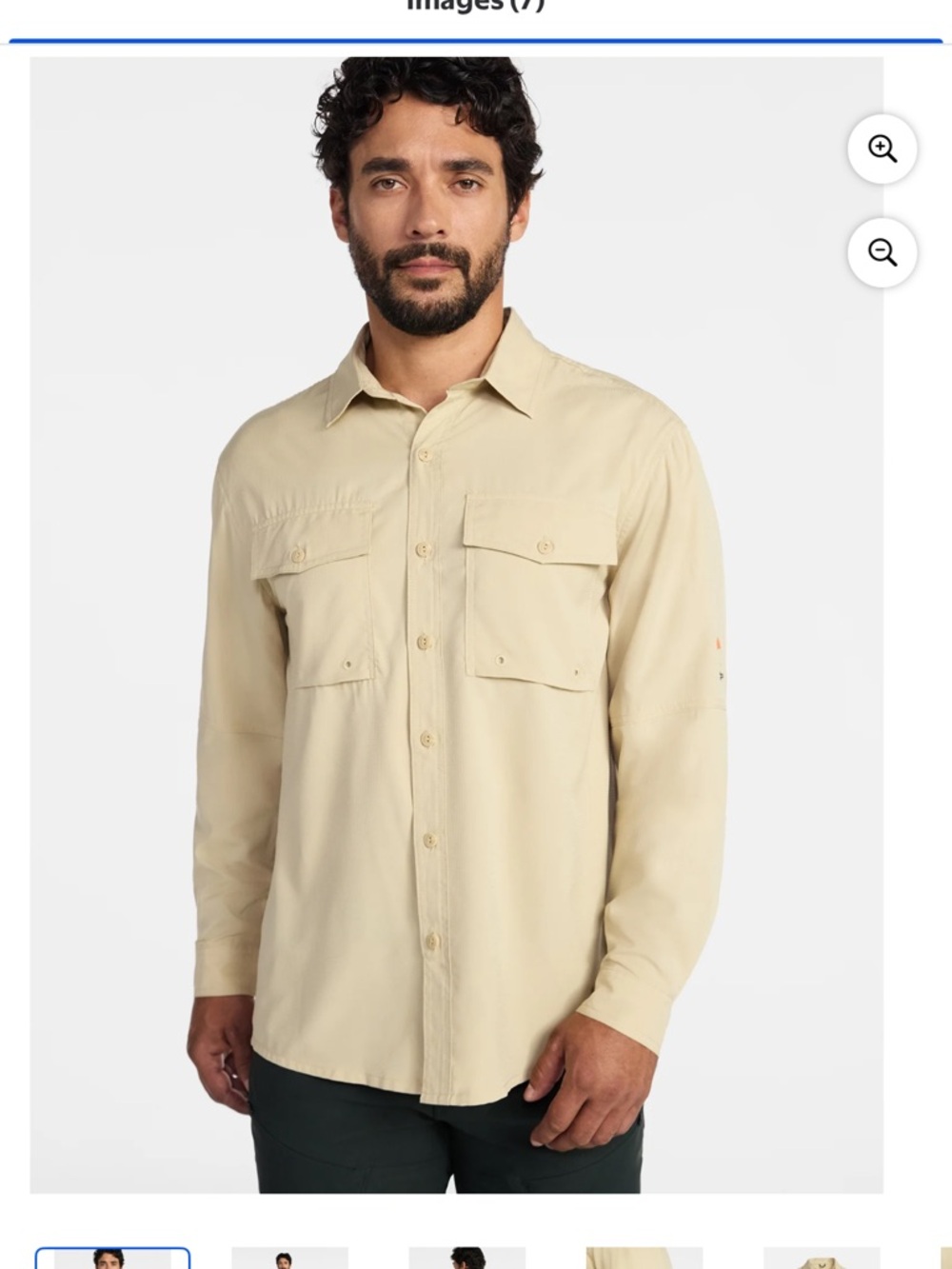 Men's Beige Long-Sleeve Button Shirt